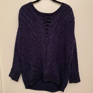 Express Navy Cable Knit Sweater